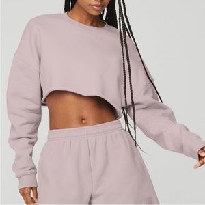 ALO Yoga Crop Crewneck - Lavender Dusk - Size S